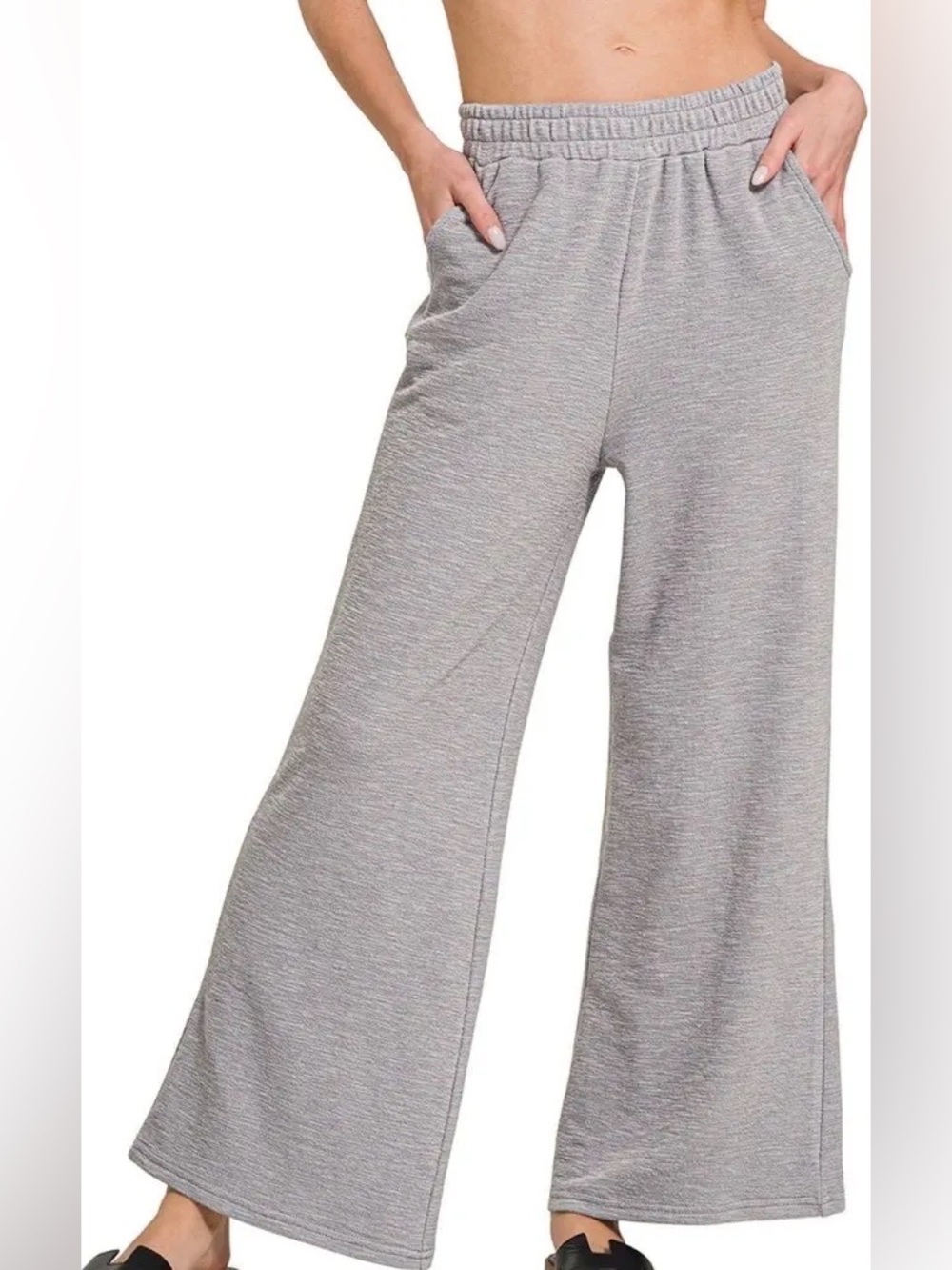 NWOT Zenana Cotton Slub Straight Leg Pants Size L